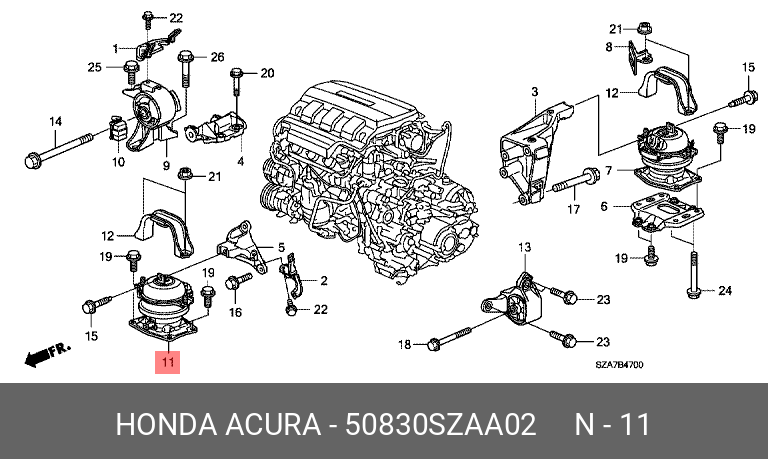 Опора двигателя - Honda 50830-SZA-A02