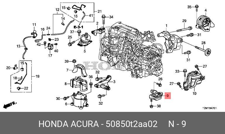 Подушка ДВС левая нижняя - Honda 50850-T2A-A02