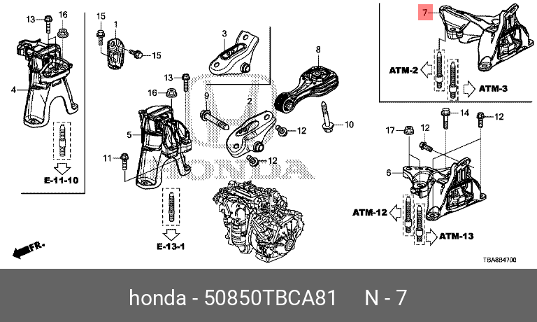 Опора КПП Honda Civic x 16> - Honda 50850-TBC-A81