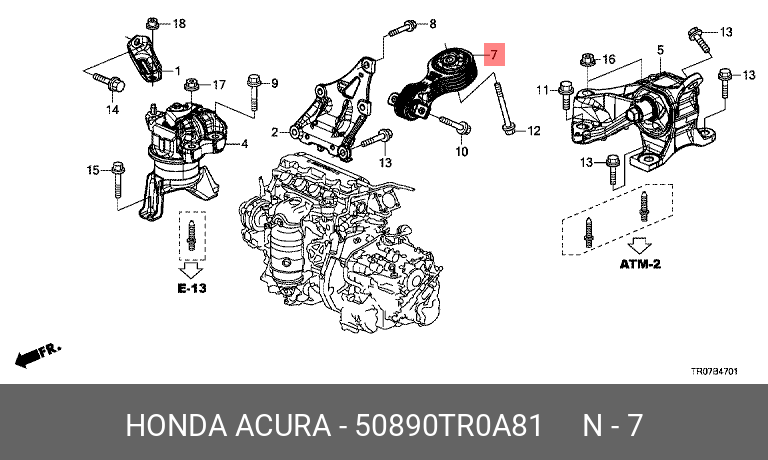 Деталь - Honda 50890-TR0-A81