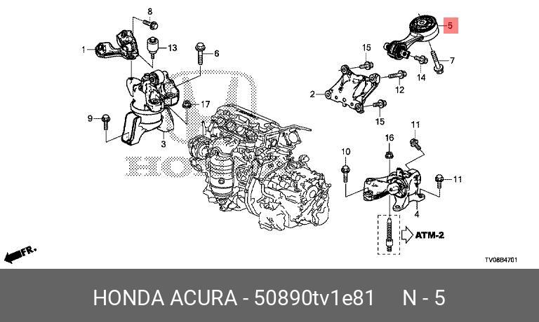 Опора двигателя - Honda 50890-TV1-E81