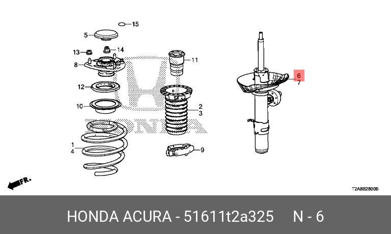 Стойка амортизационная | перед прав | - Honda 51611-T2A-325