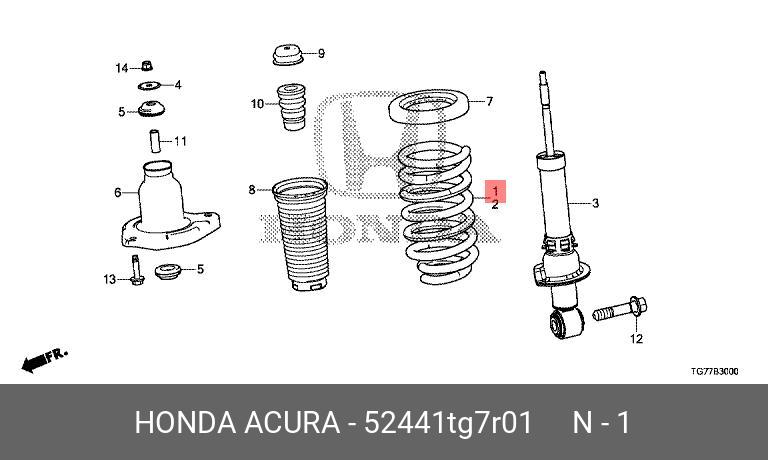 Пружина подвески задняя - Honda 52441-TG7-R01