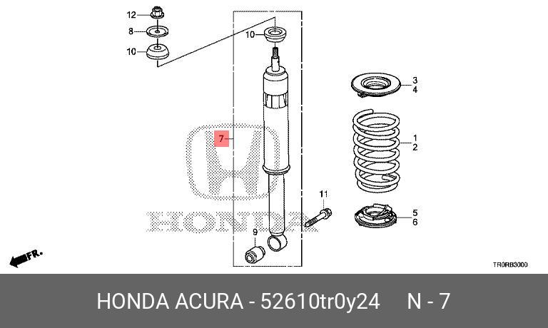 Амортизатор в сборе, задн.  удар | зад | - Honda 52610-TR0-Y24