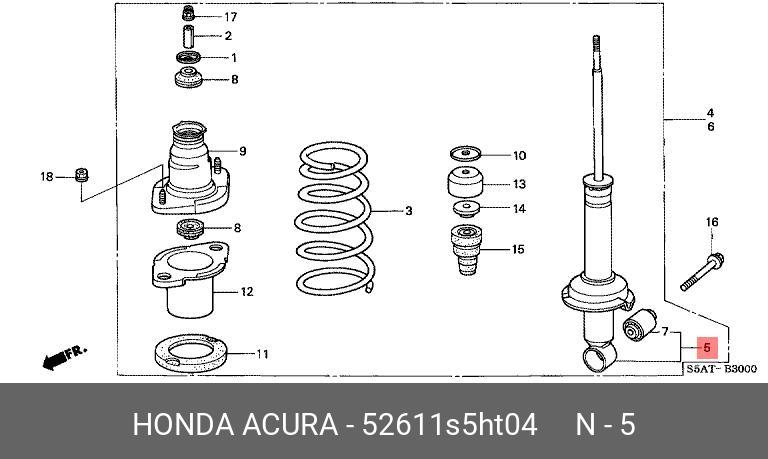 Амортизатор подвески задний civic 1,4 1,6 01-52611 - Honda 52611-S5H-T04