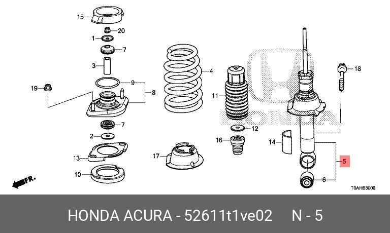 Блок амортизатора, задн.  удар - Honda 52611-T1V-E02