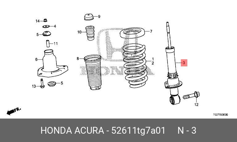 Амортизатор подвески - Honda 52611-TG7-A01