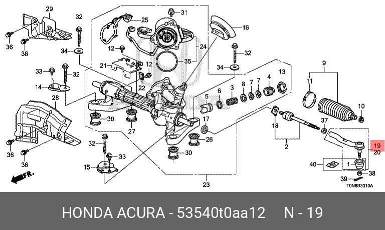 Наконечник в комплекте, прав. поперечная тяга | лев | - Honda 53540-T0A-A12