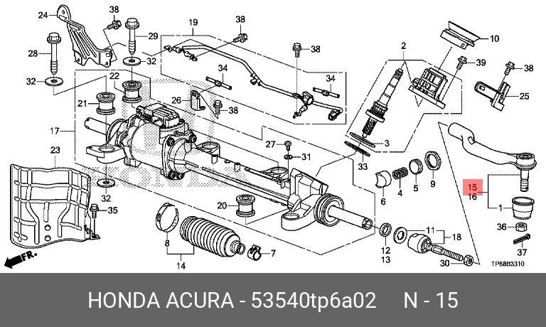 Наконечник рулевой тяги | лев | - Honda 53540-TP6-A02