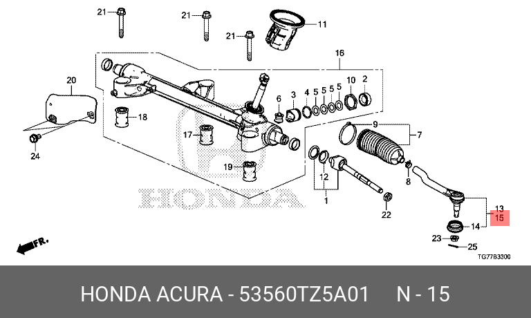 Наконечник рулевой тяги - Honda 53560-TZ5-A01