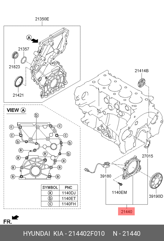 Датчик положения коленвала с крышкой - Hyundai/Kia 214402F010