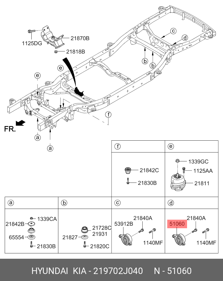 Опорный узел двигателя - Hyundai/Kia 219702J040