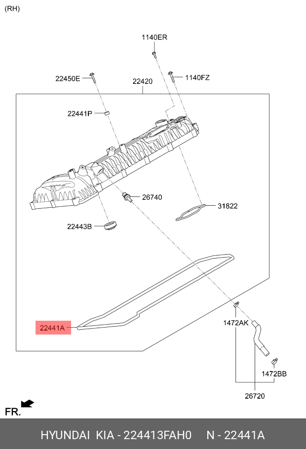 Прокладка клапанной крышки - Hyundai/Kia 224413FAH0