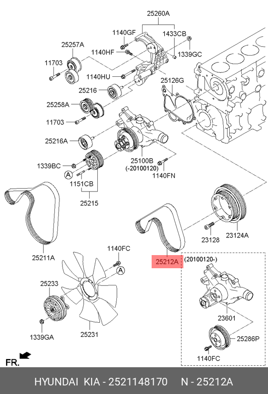 Ремень приводной l=75см - Hyundai/Kia 2521148170