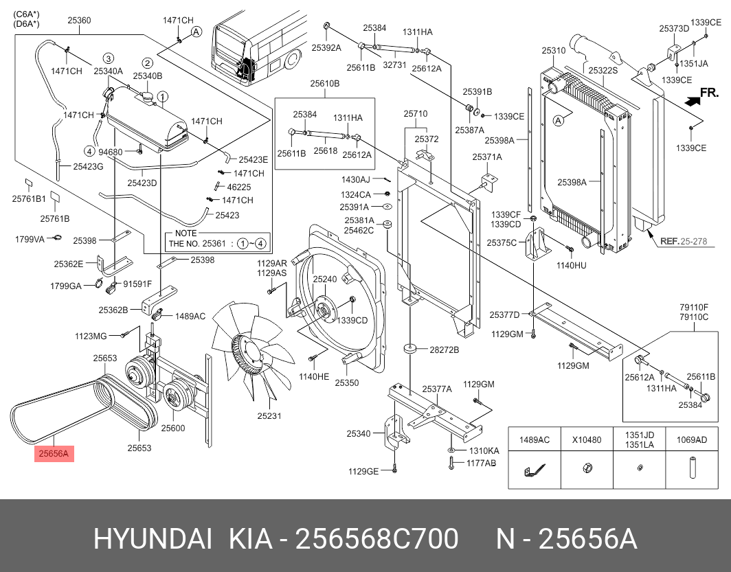 Приводной ремень l=85см - Hyundai/Kia 256568C700