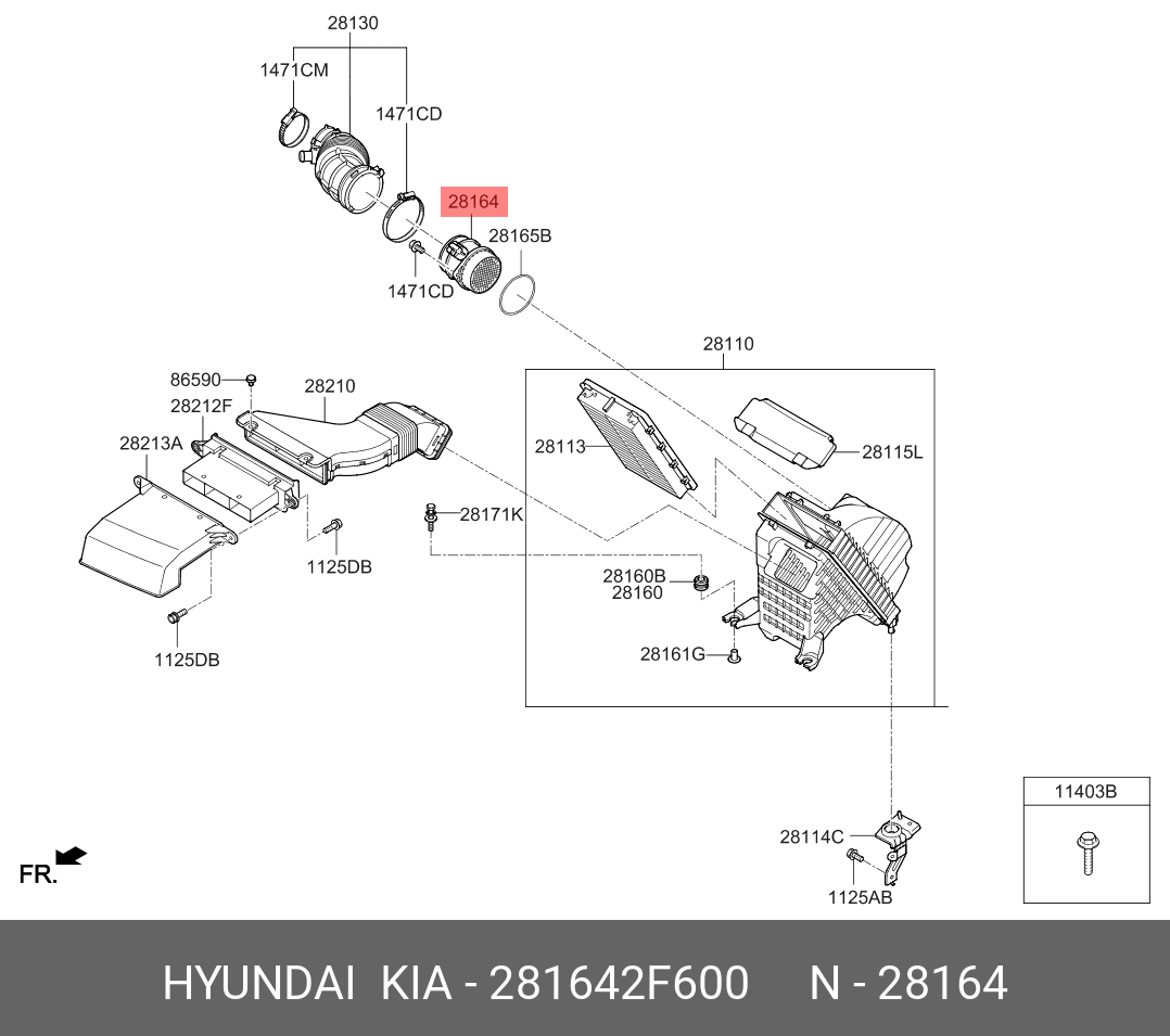 Датчик массового расхода воздуха (281642f610) - Hyundai/Kia 281642F600