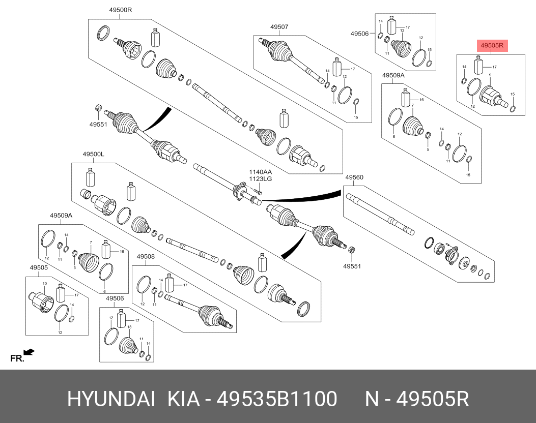 Шрус в сборе - Hyundai/Kia 49535B1100