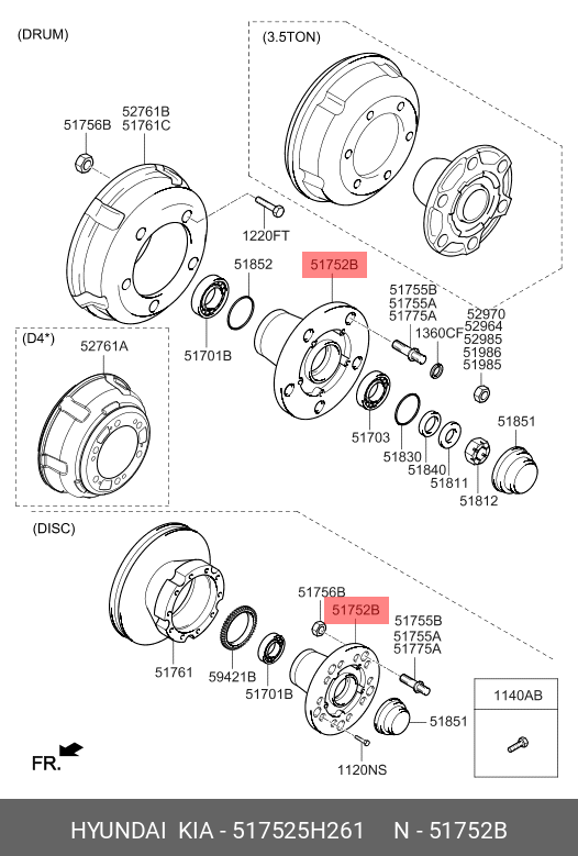 Ступица hyundai hd72,78 (04-) переднего колеса (c - Hyundai/Kia 517525H261