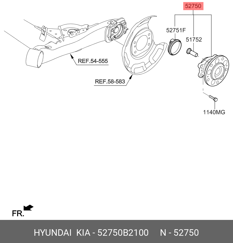 Ступица колеса - Hyundai/Kia 52750B2100