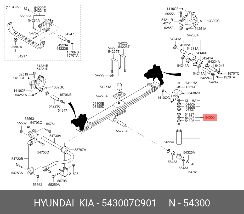 Амортизатор н370 12.3л, максимально разрешенная масса 44000кг, ХОД - Hyundai/Kia 543007C901
