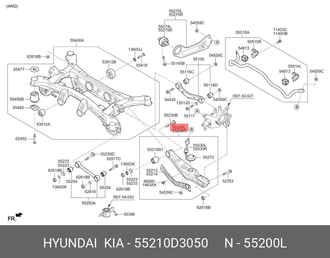 Сайлентблок рычага подвески | зад | - Hyundai/Kia 55210D3050