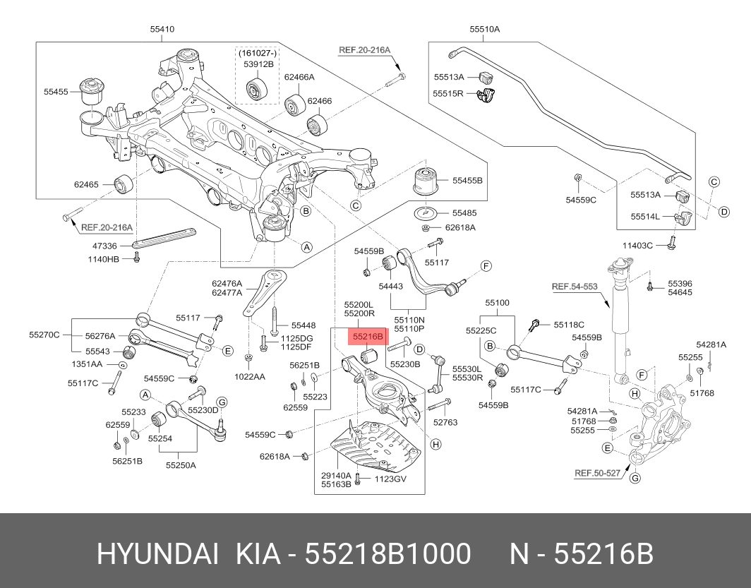Сайлентблок рычага подвески - Hyundai/Kia 55218B1000