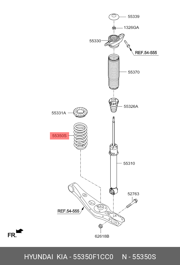 Пружина подвески задней - Hyundai/Kia 55350F1CC0