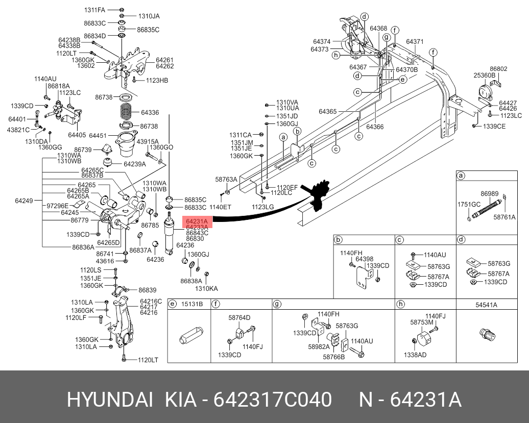 Амортизатор подвески | перед | - Hyundai/Kia 642317C040