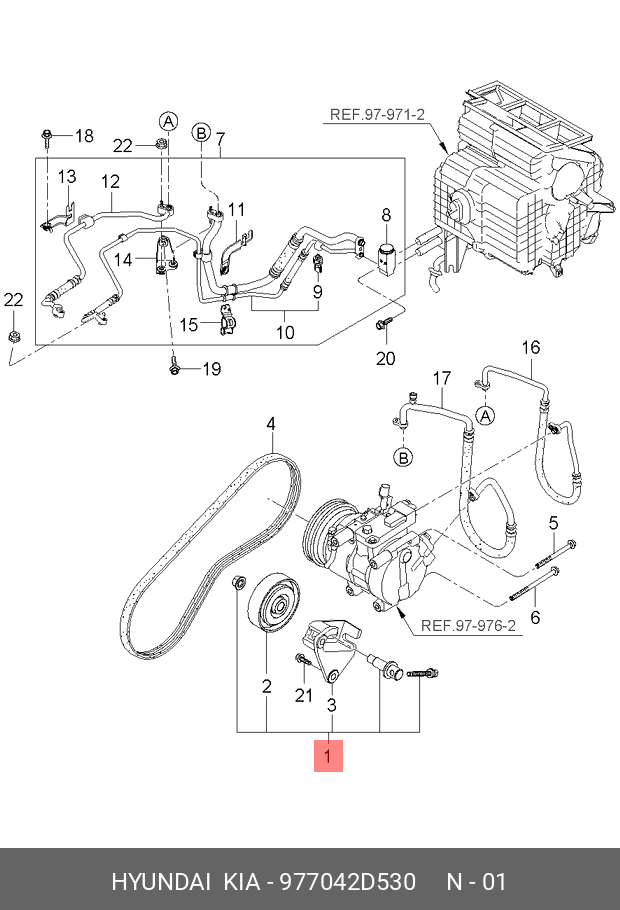 Шкив натяжителя ремня грм - Hyundai/Kia 977042D530