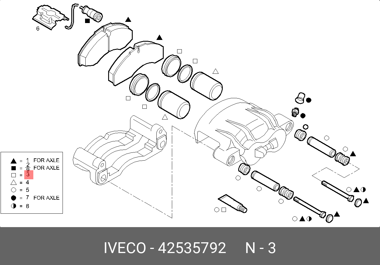 Ремкомплект суппорта (пыльники поршней) daily - Iveco 42535792