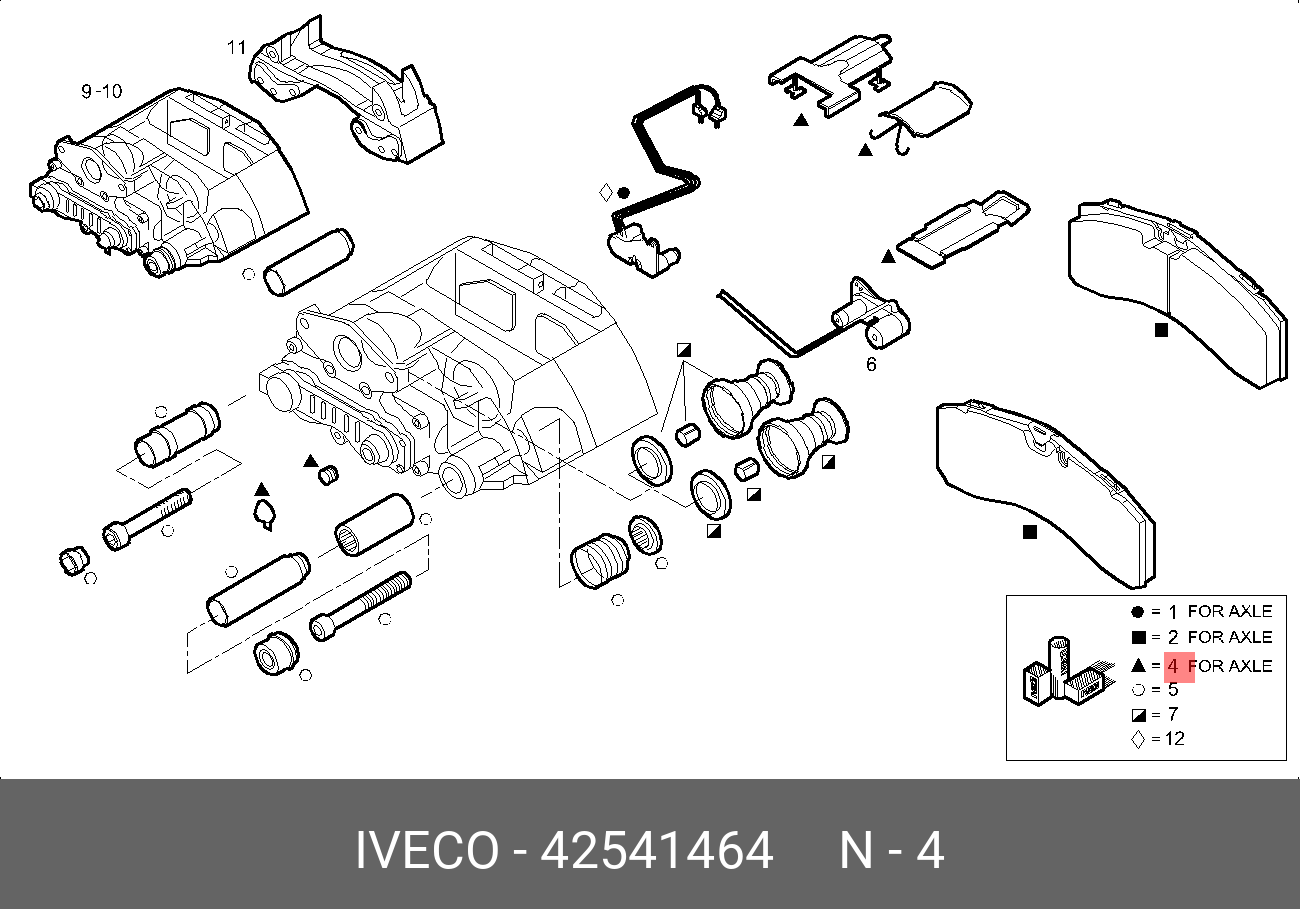 Ремкомплект тормозного суппорта (набор прижимных пластин) euroca - Iveco 42541464