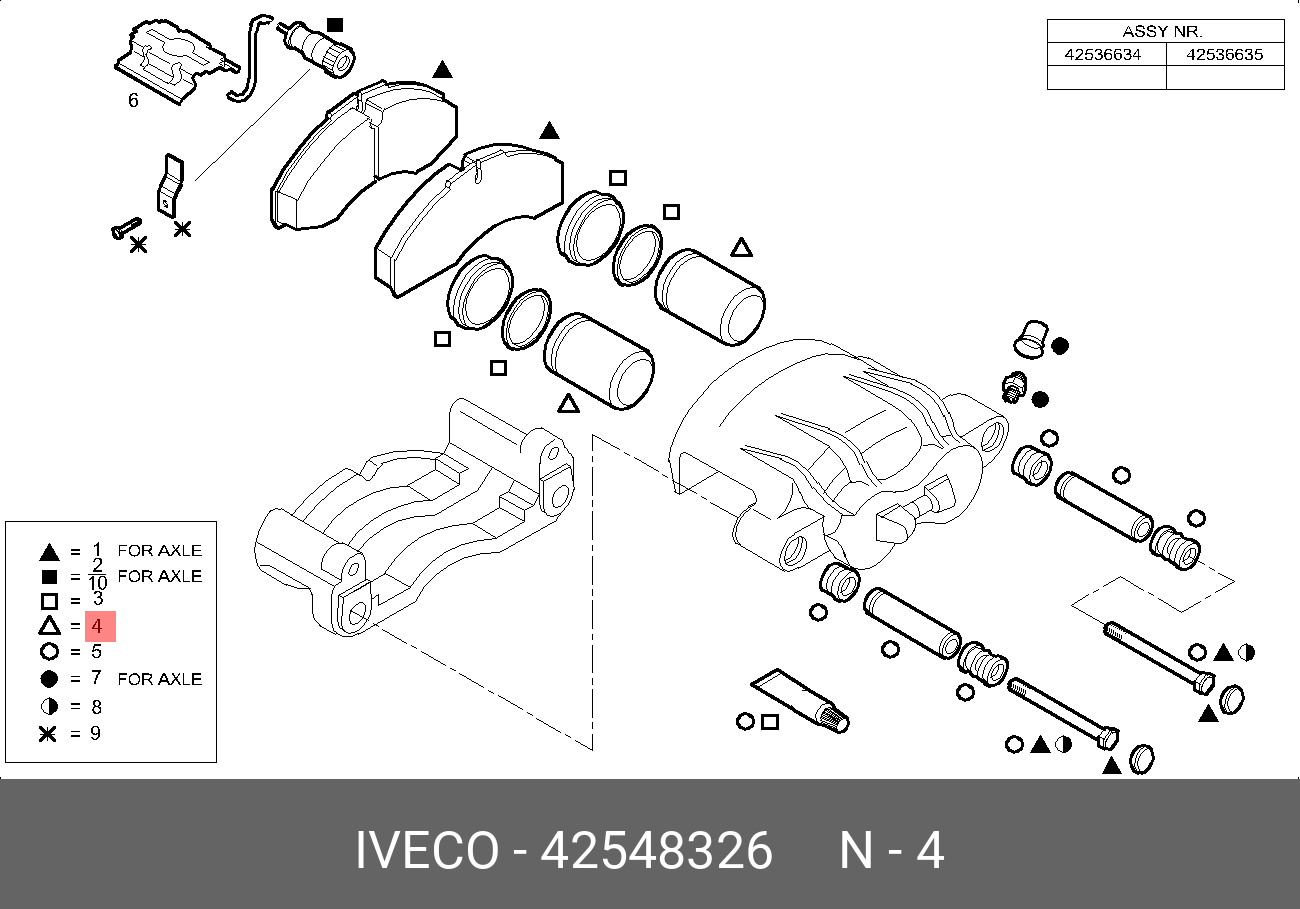Ремкомплект тормозного суппорта(торм.поршни) daily - Iveco 42548326