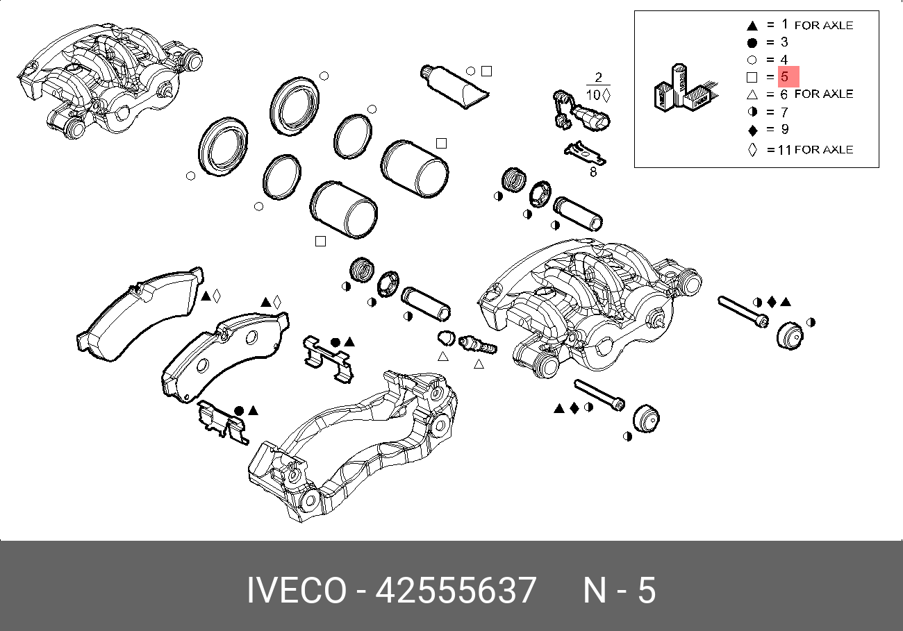 Ремкомплект суппорта (поршни) зад. daily | зад | - Iveco 42555637