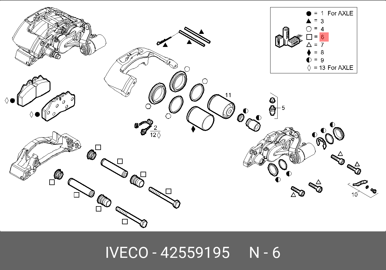 Ремкомплект суппорта eurocargo направляющие - Iveco 42559195