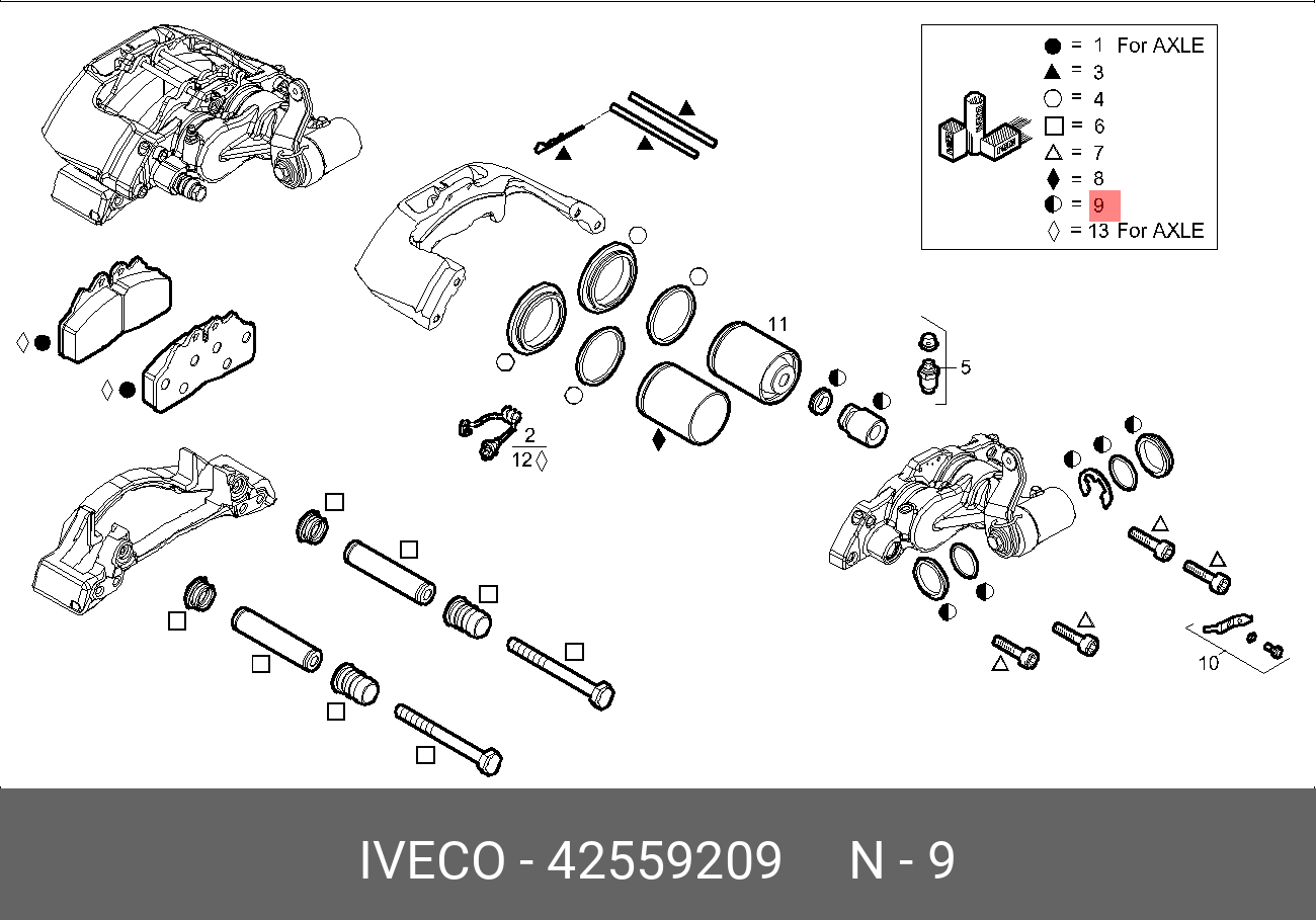 Ремкомплект суппорта заднего eurocargo - Iveco 42559209
