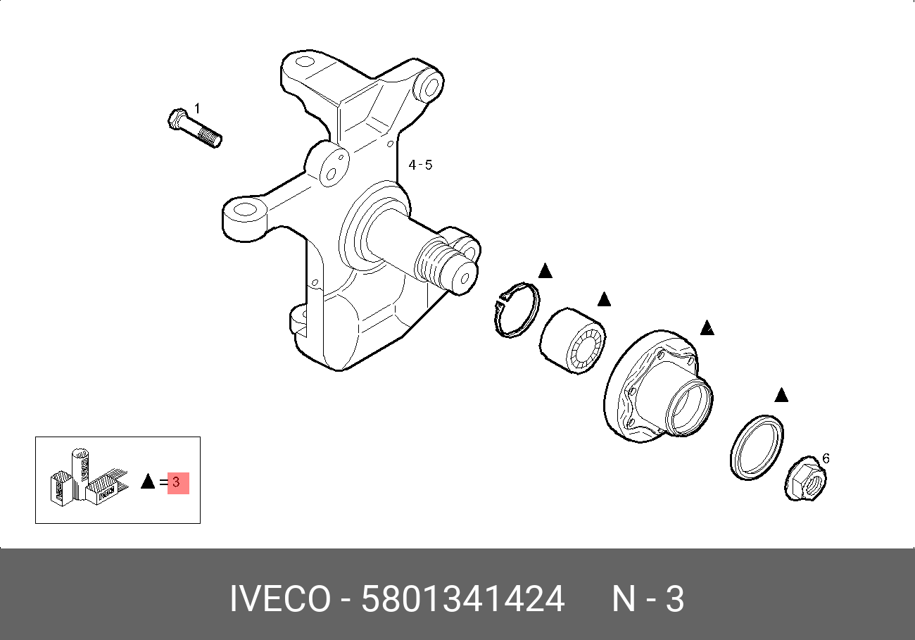 Ступица переднего колеса в сборе с подшипником daily - Iveco 5801341424