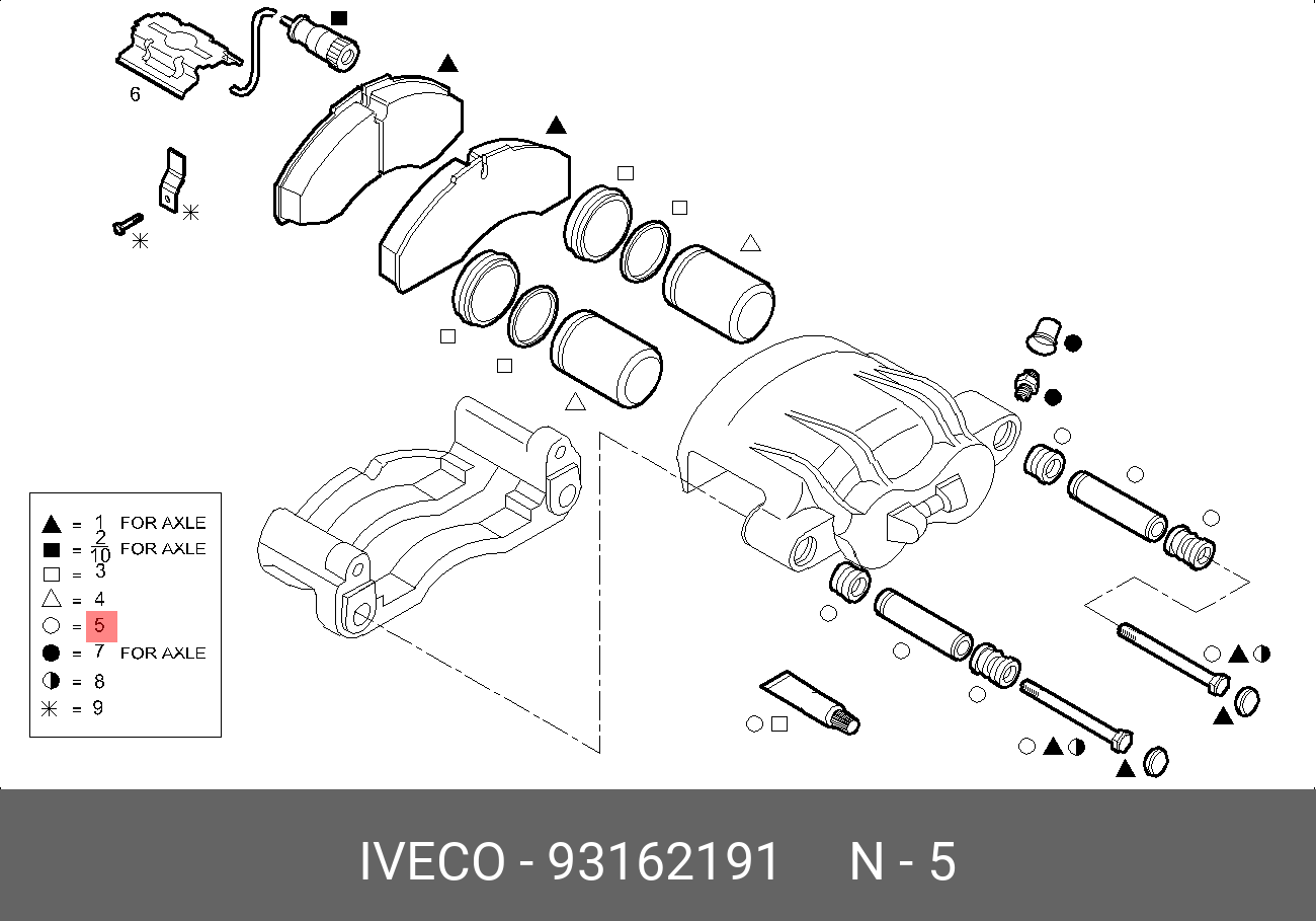 Ремкомплект тормозного суппорта daily - Iveco 93162191