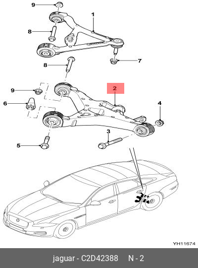 Рычаг подвески | зад лев | - Jaguar C2D42388