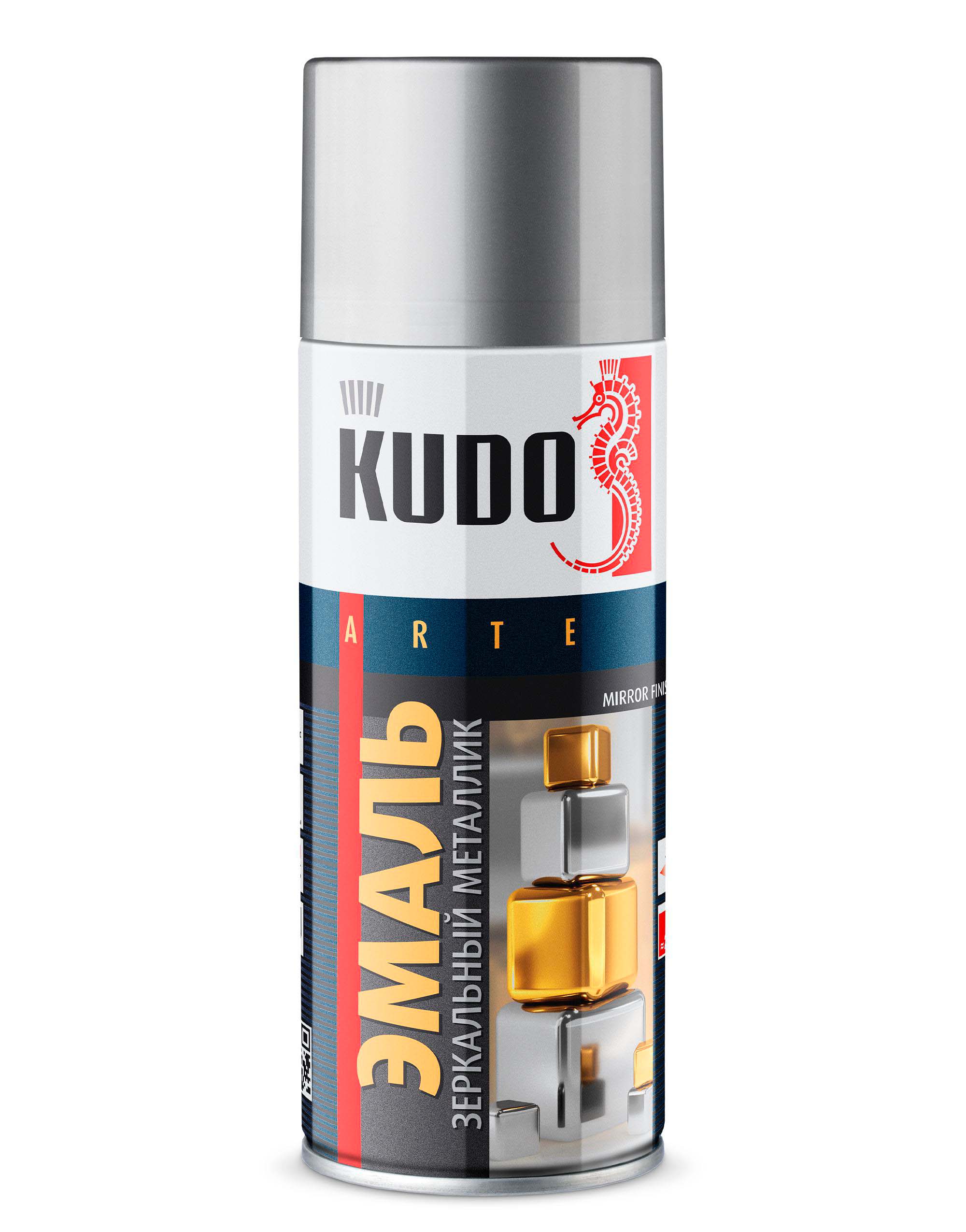 KU 1033 Эмаль универсальная металлик хром зеркальный 520 мл. (12шт) - KUDO KU1033