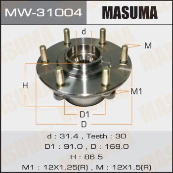 Ступичный узел masuma front pajero/ v87w, v97w | перед лев | - Masuma MW31004