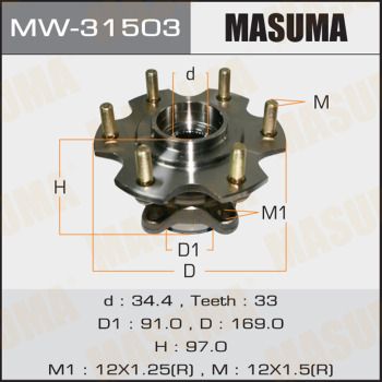 Ступичный узел masuma rear pajero/ v65w, v75w | зад лев | - Masuma MW31503
