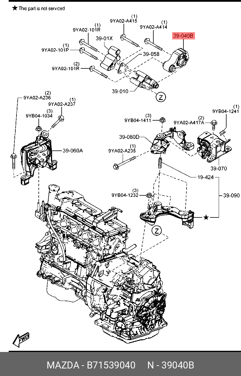 Подушка двигателя - Mazda B71539040