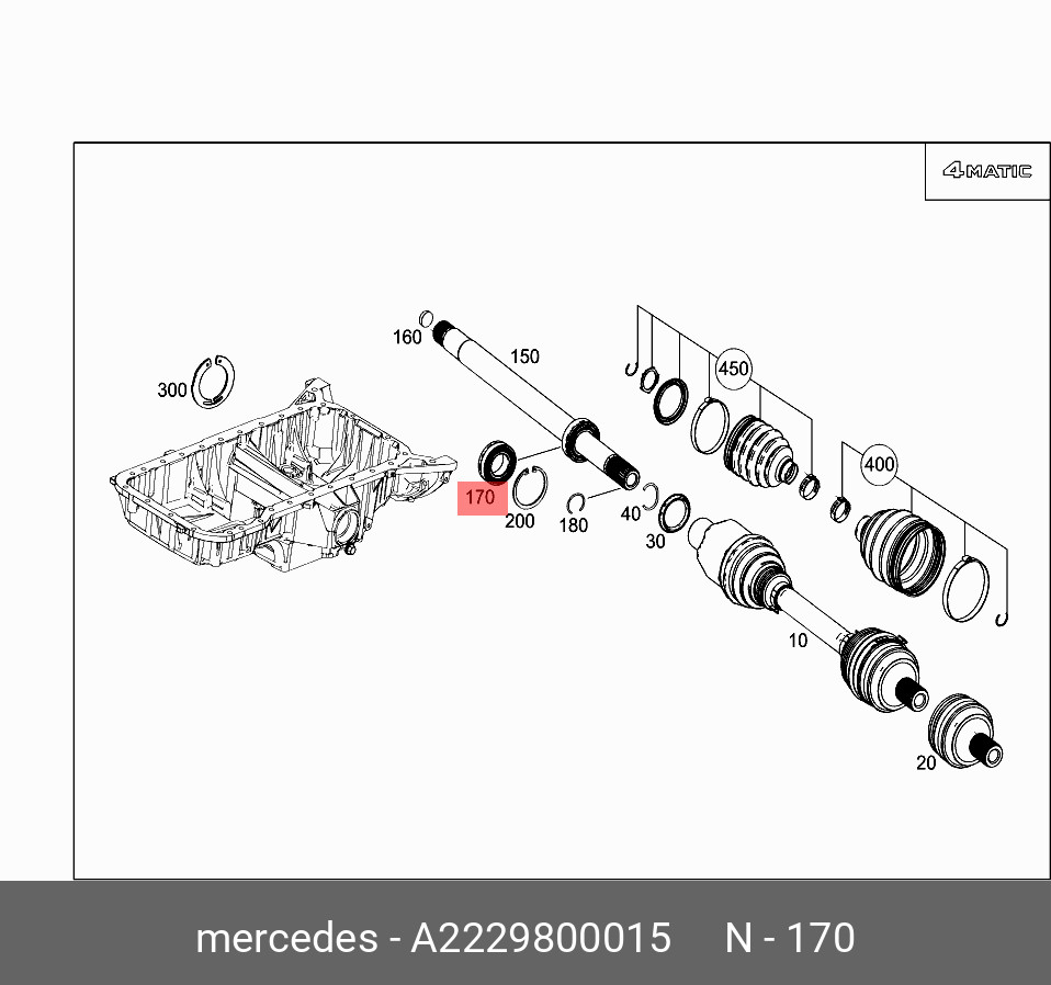 Подшипник редуктора переднего моста - Mercedes 2229800015