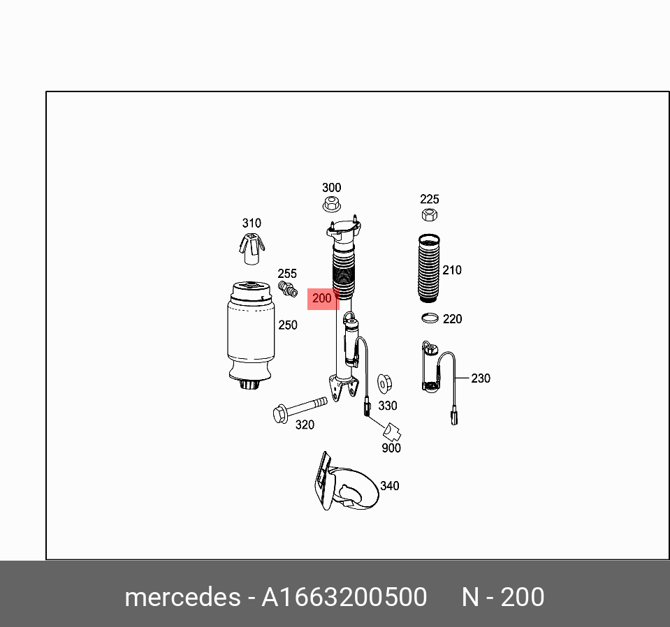Амортизатор подвески | зад | - Mercedes A1663200500
