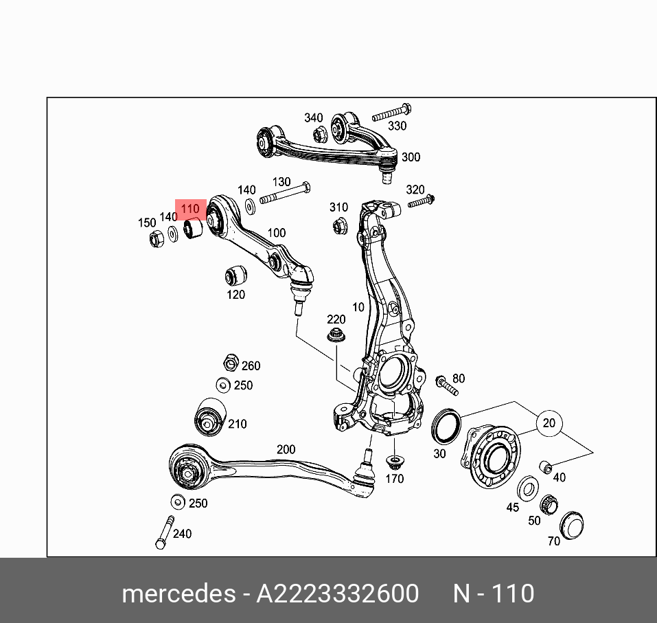 Сайлентблок рычага передней подвески - Mercedes A2223332600