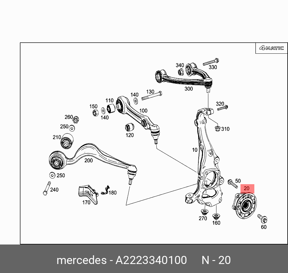 Ступица колеса - Mercedes A2223340100