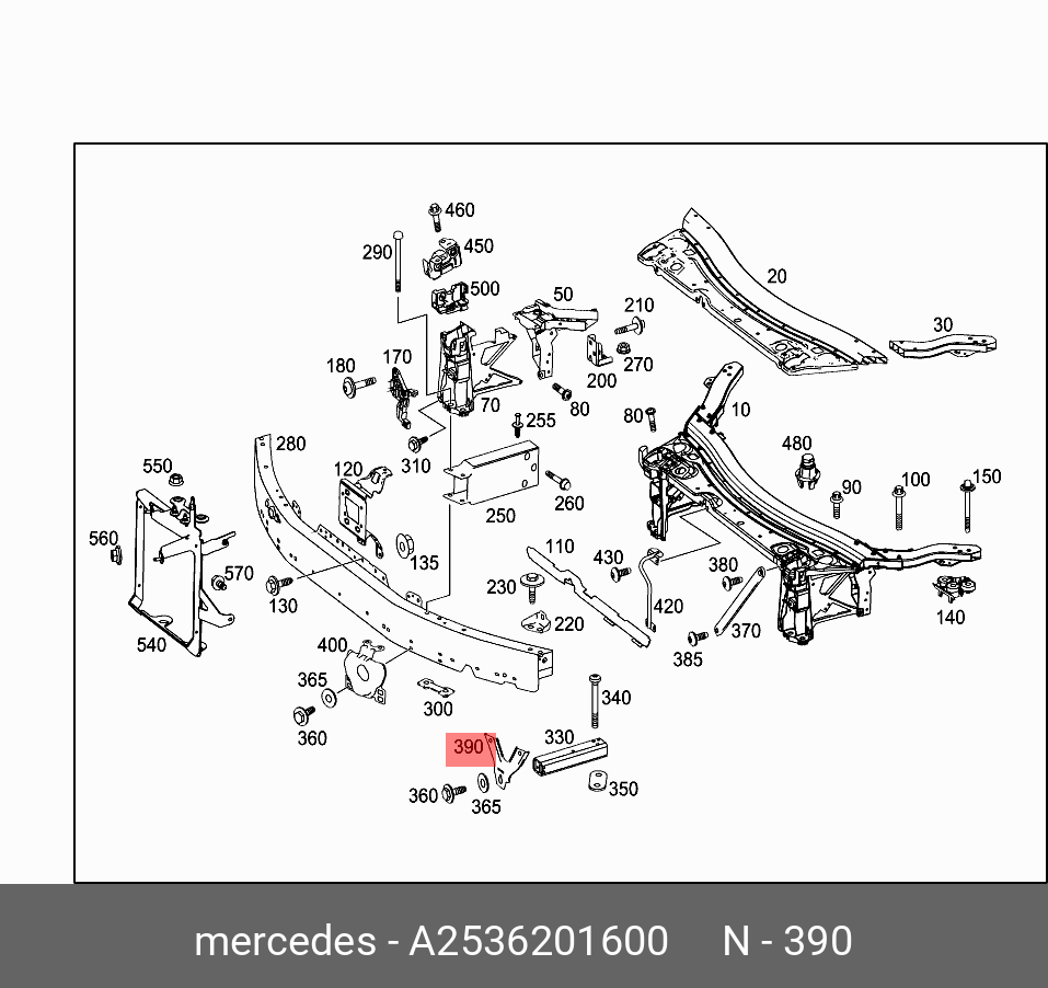 Стойка крепления радиатора - Mercedes A2536201600