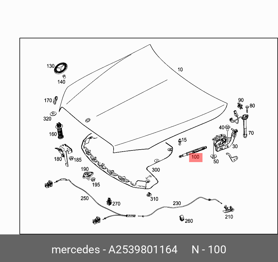 Пружина газовая капота - Mercedes A2539801164