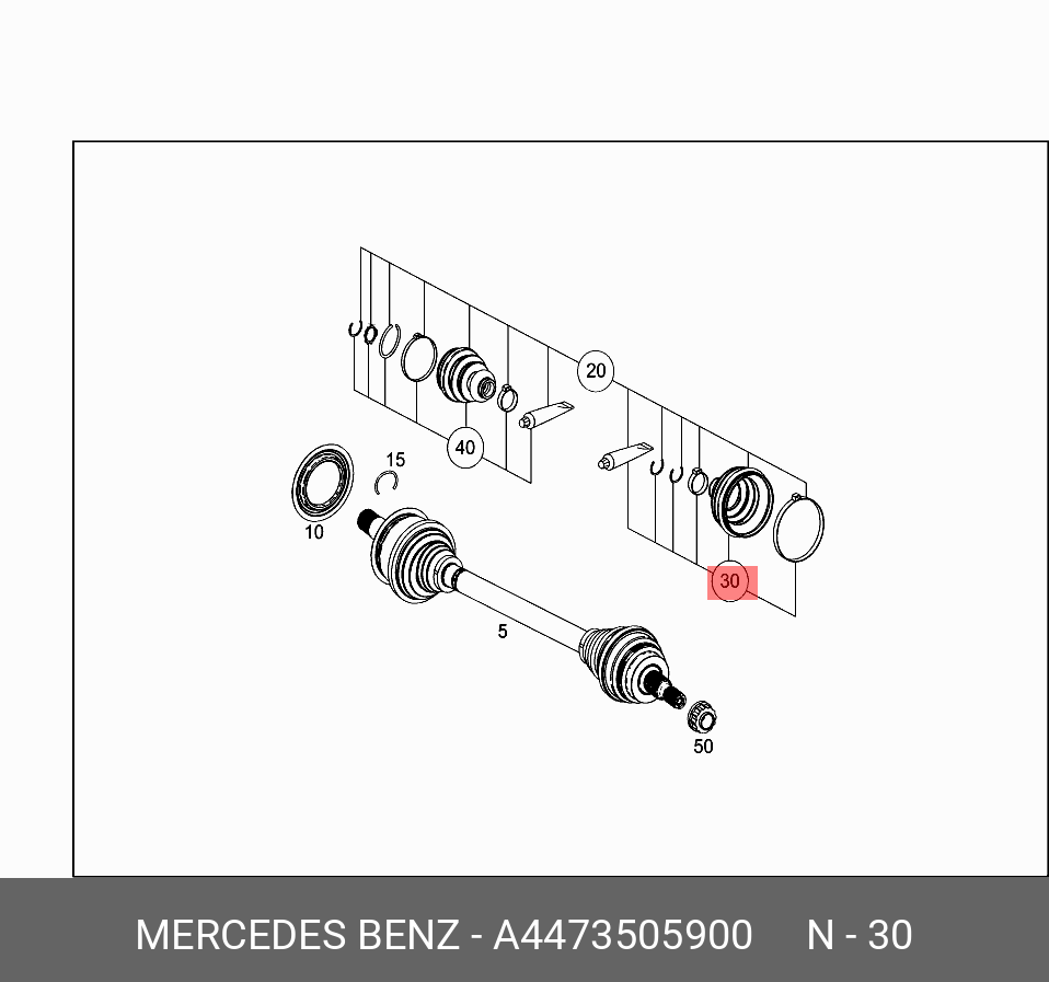 Пыльник приводного вала колеса наружный - Mercedes A4473505900