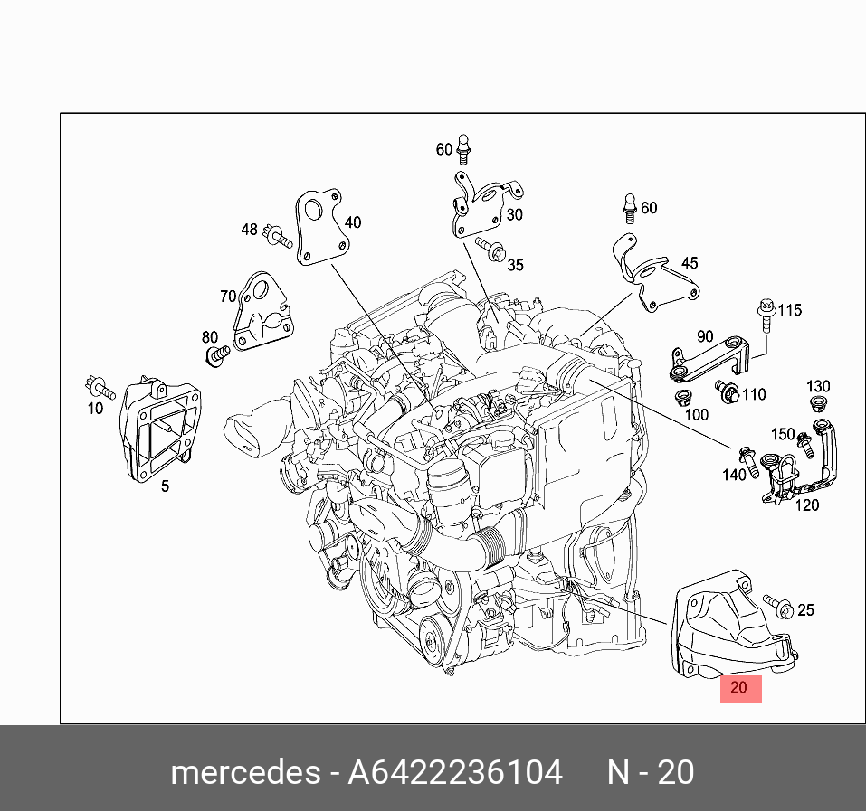Опора двигателя - Mercedes A6422236104